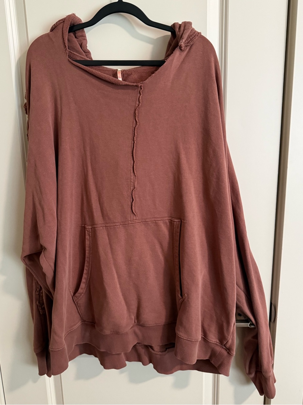 Free People XOXO Hoodie Oversized Boho Sweatshirt Ruffled Trim